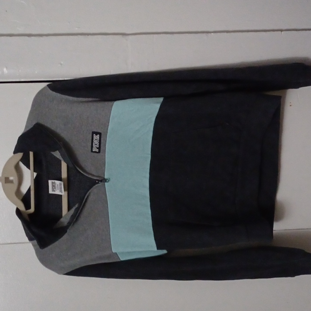 Pink Victoria's Secret 3/4 zip tri-colored sweatshirt